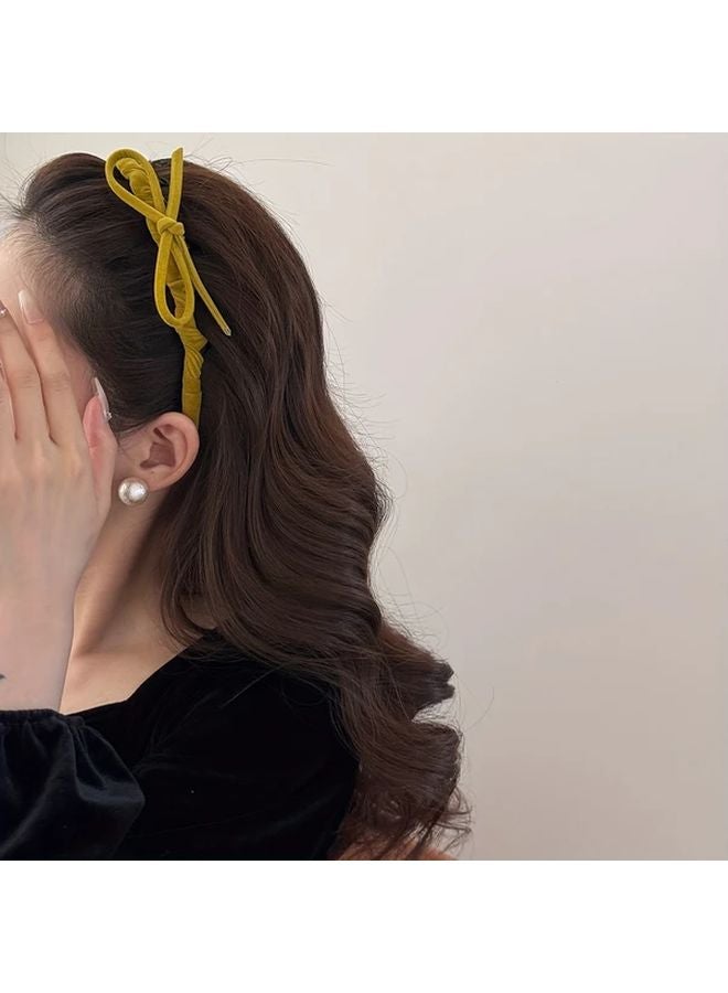 Yellow Non Slip Hair Headband For Women Elegant Bow Hairband For Updos Ponytails Buns Braids Secure Hold - Image 5